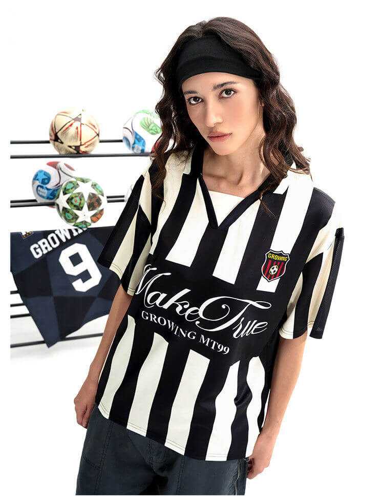 F3F Select Striped Polo Collar Short Sleeve Soccer Jersey