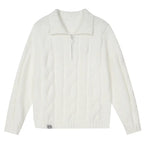 MEDM Cable Knit Half Zip Polo Sweater