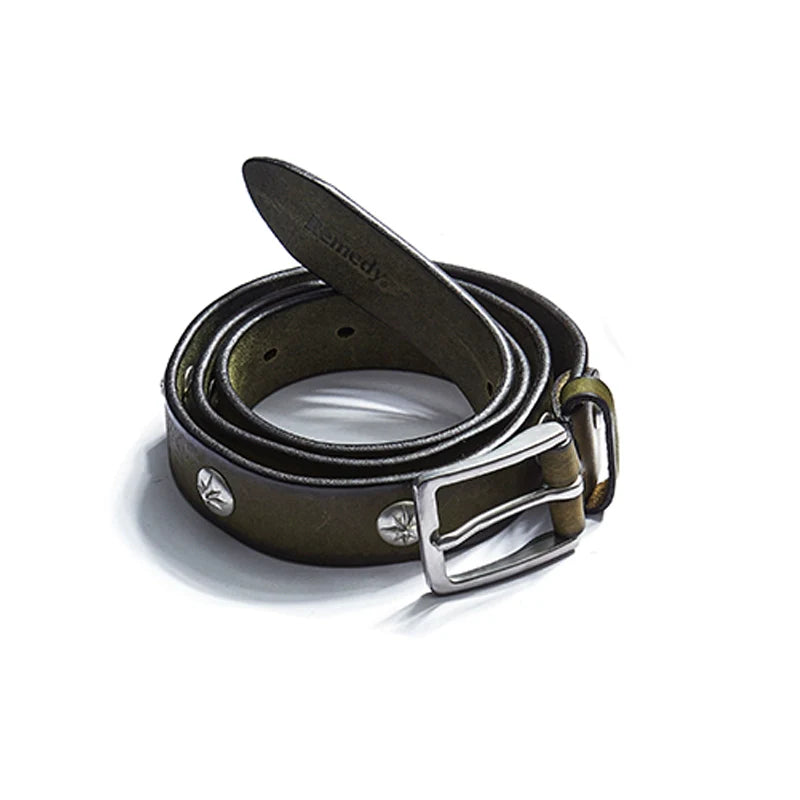 Remedy Washed Color Metal Studded Leather Belt