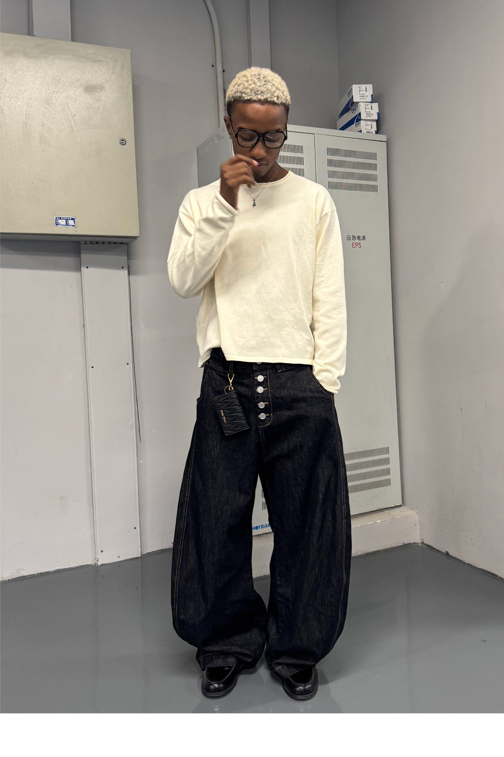 STEEPC Magnetic Button Scimitar Jeans
