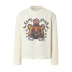 YADcrew Horse Vintage Print Waffle Long Sleeve Tee