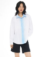 EMPTY REFERENCE White Blue Stripe Gradient Long Sleeve Shirt