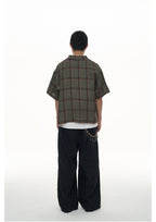 EVILKNIGHT(EK) Striped Plaid Tie-Dye Linen Polo Shirt