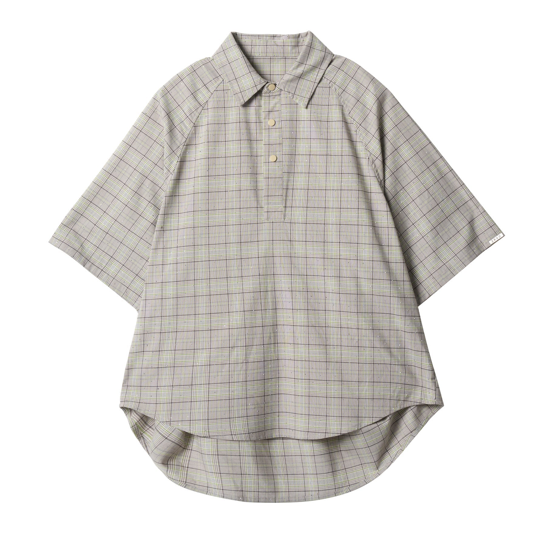 JHYQ Plaid Hot Diamond Pullover Short Sleeve Shirt