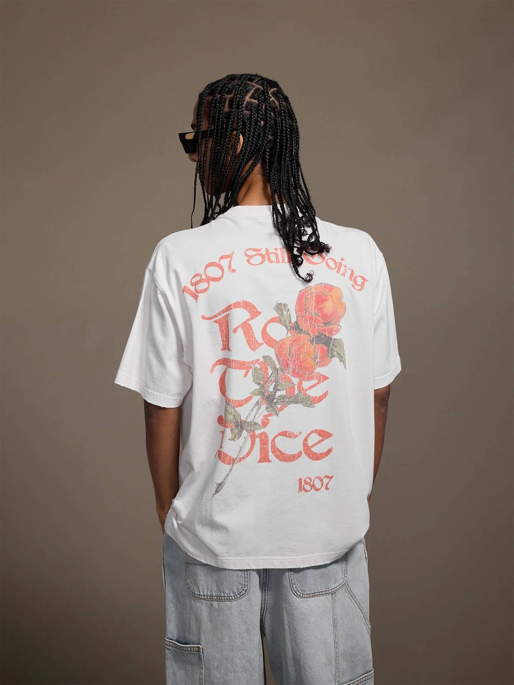 1807 Vintage Print Washed Distressed Short Sleeve Tee