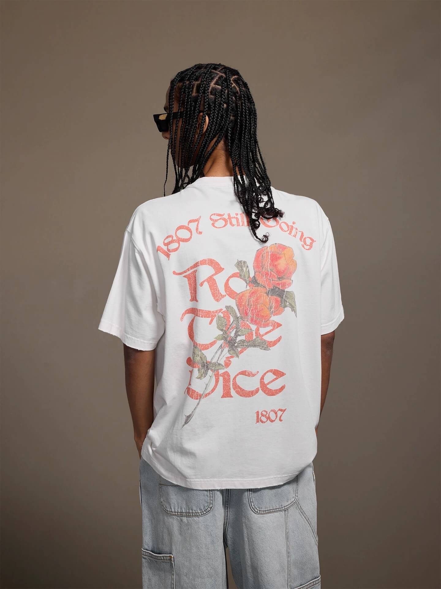 1807 Vintage Print Washed Distressed Short Sleeve Tee