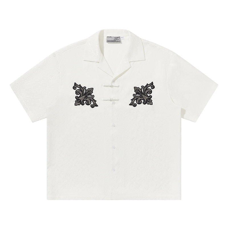 Harsh and Cruel Scout Flower Embroidery Textured Fabric Shirt