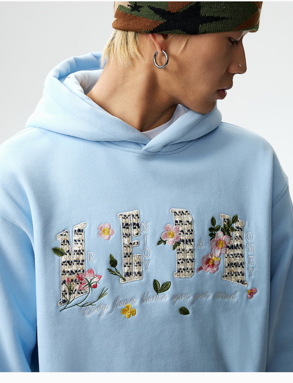 MEDM Mini Patchwork Floral Embroidered Hoodie