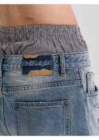 EVILKNIGHT(EK) Washed Checkered Patch Distressed Jeans