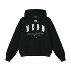 MEDM M Buckled Drawstring Pearl Logo Embroidered Hoodie