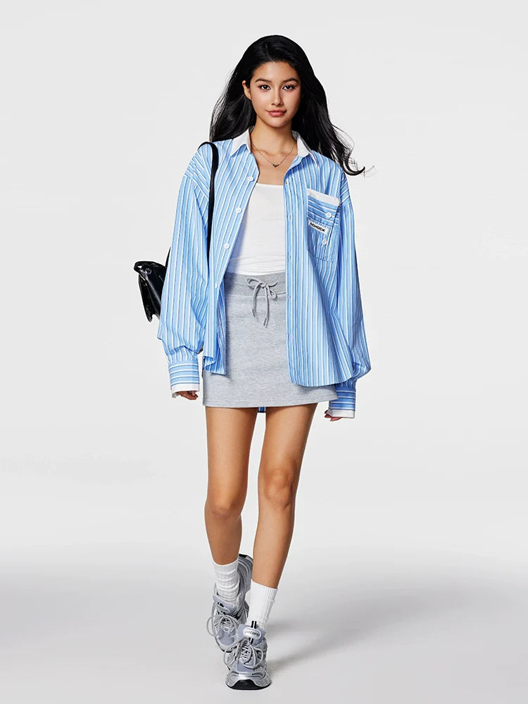 Achock Color Blocking Striped Long Sleeved Shirt