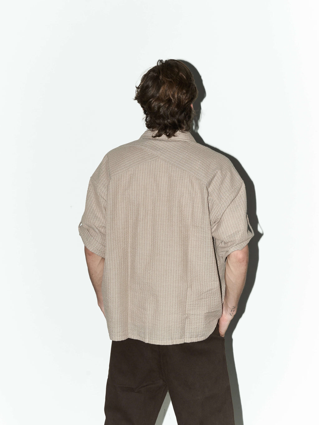 LIBERAFIT Cross Weave Striped Pique Short Sleeve Shirt