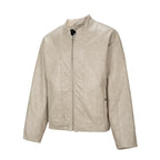 F2CE Patchwork Grain PU Leather Racing Jacket