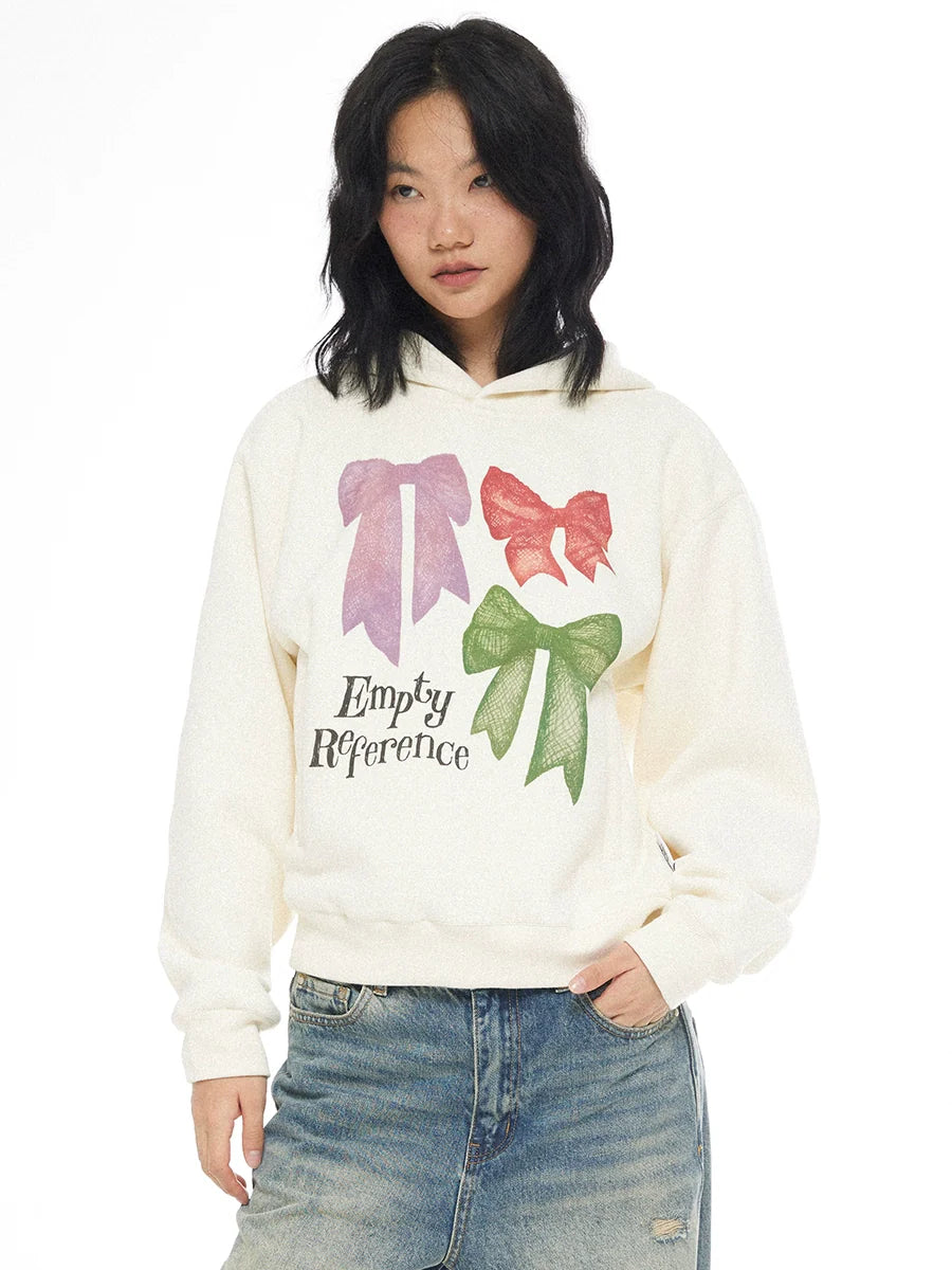 EMPTY REFERENCE Lace Bow Hand Painted Hoodie