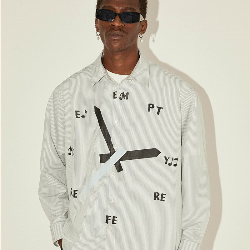 EMPTY REFERENCE Striped Clock Long Sleeve Shirt