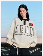MEDM Patchwork Striped Elbow Knit Sweater