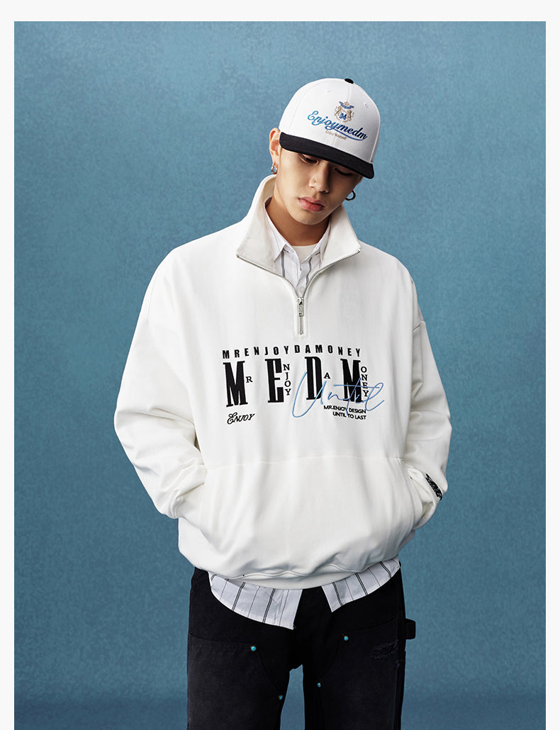 MEDM Half-Zip Logo Embroidered Sweatshirt