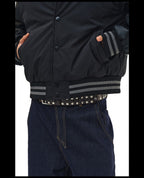 NOVACAM PU Leather Sleeve Puffer Varsity Jacket