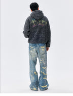 MEDM Gradient Embroidery Sherpa Fleece Hoodie