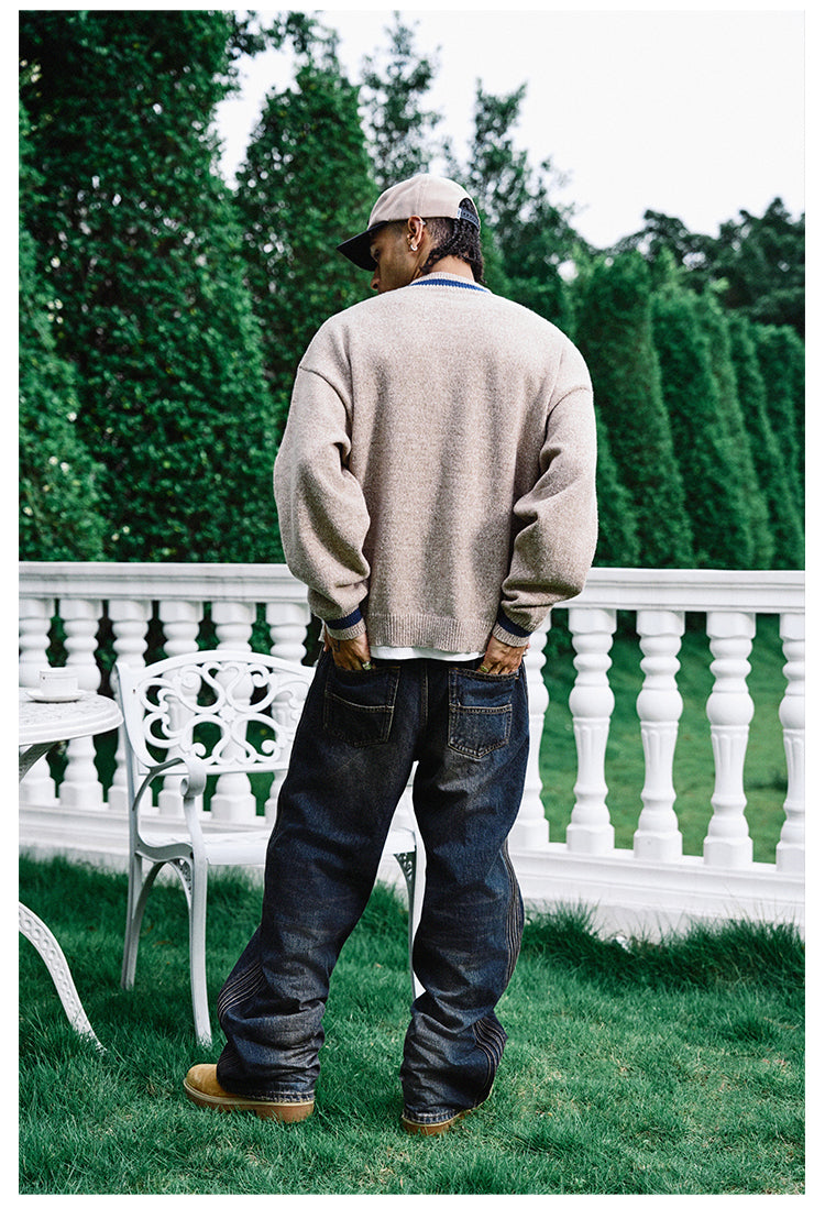Remedy Embroidered V Neck Knit Sweater