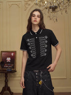 YADcrew Braid Embroidered Waffle Polo Shirt