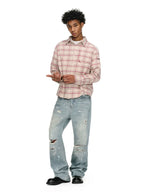 ANTIDOTE Destroyed Plaid Long-Sleeve Shirt