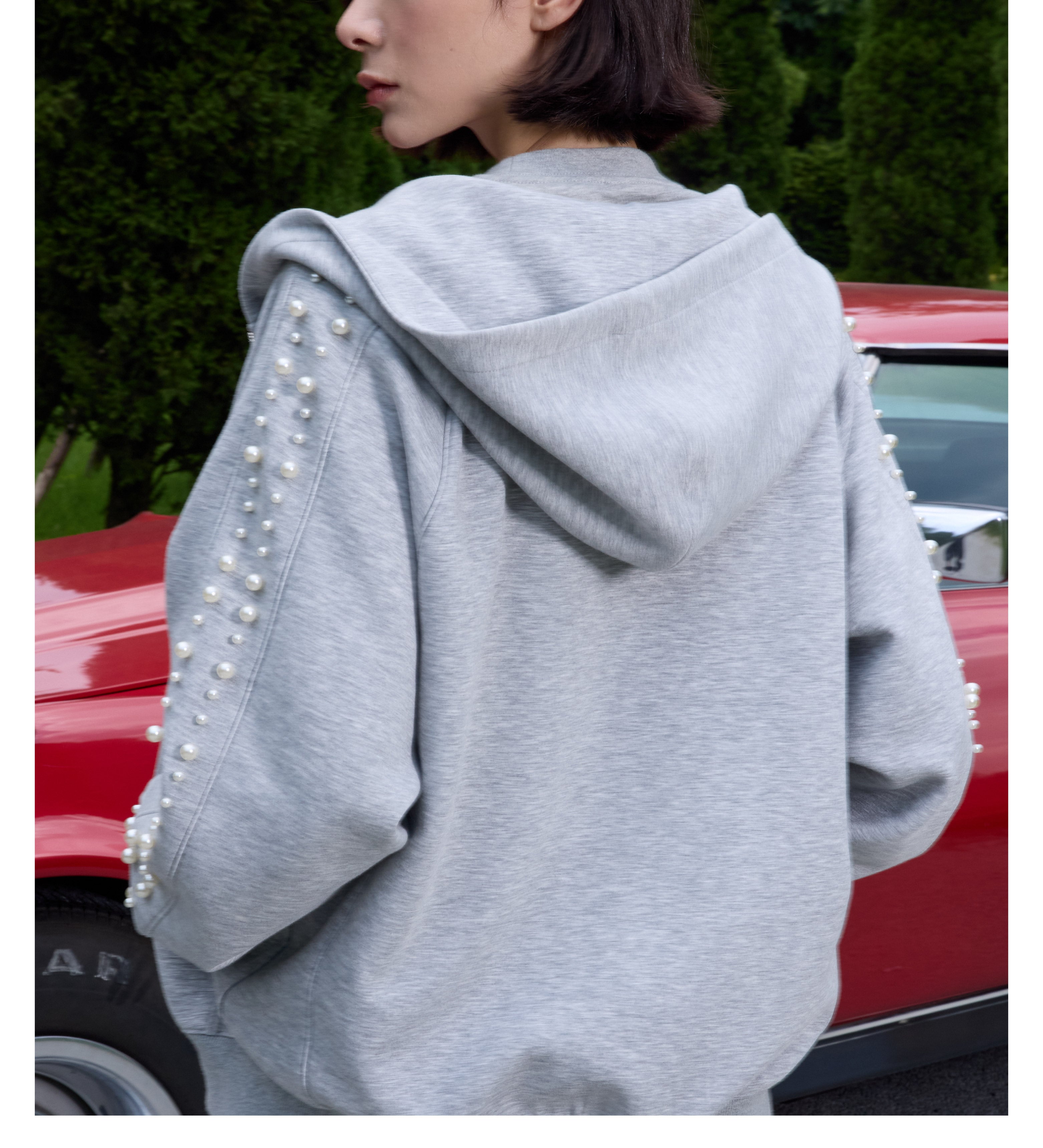 S45 Pearl Line Zip Up Hoodie