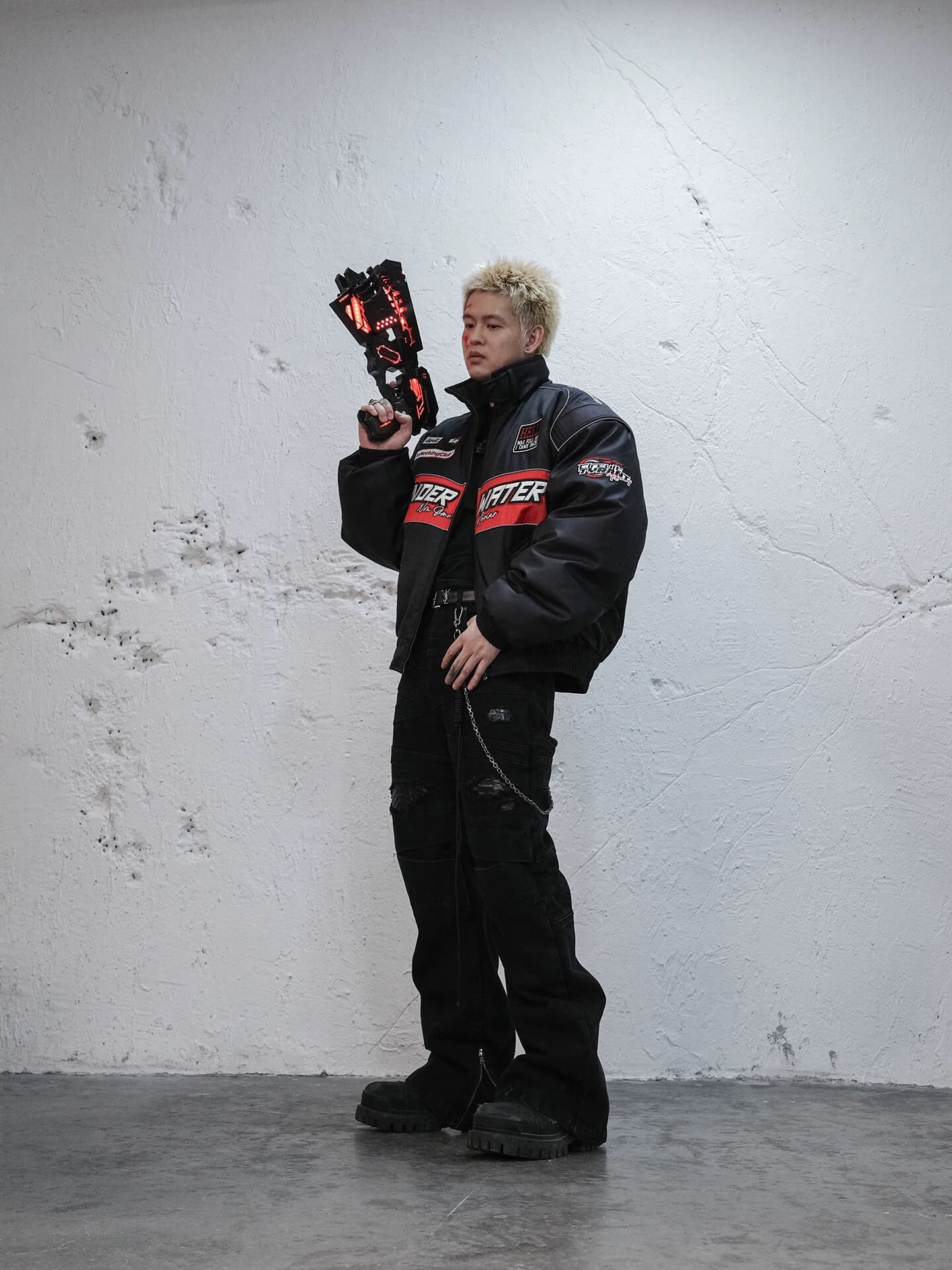UNDERWATER Snakeskin Deconstructed Patchwork Flared Jeans
