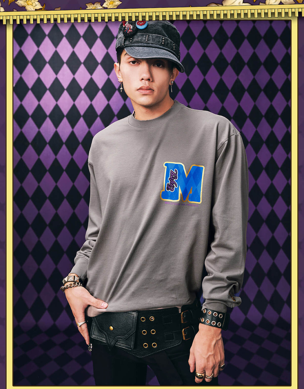 MEDM × JOJO Washed Distressed Character Print Long Sleeve Tee