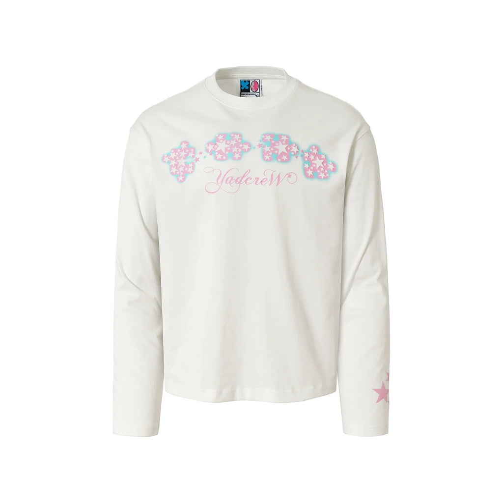 YADcrew Galaxy Star Puzzle Foam Print Long Sleeve Tee