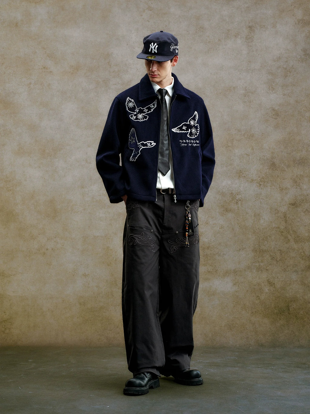 YADcrew Sequin Floral Peace Dove Jacket