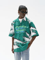 Harsh and Cruel Brush Print Graffiti Font Cuban Shirt