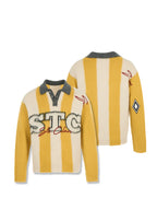 STEEPC Vertical Stripe Brushed Knit Polo Sweater