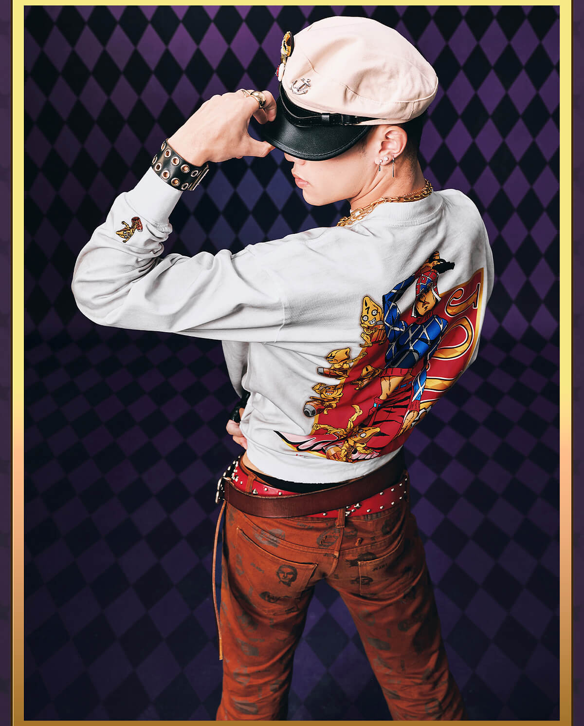 MEDM × JOJO Washed Distressed Character Print Long Sleeve Tee