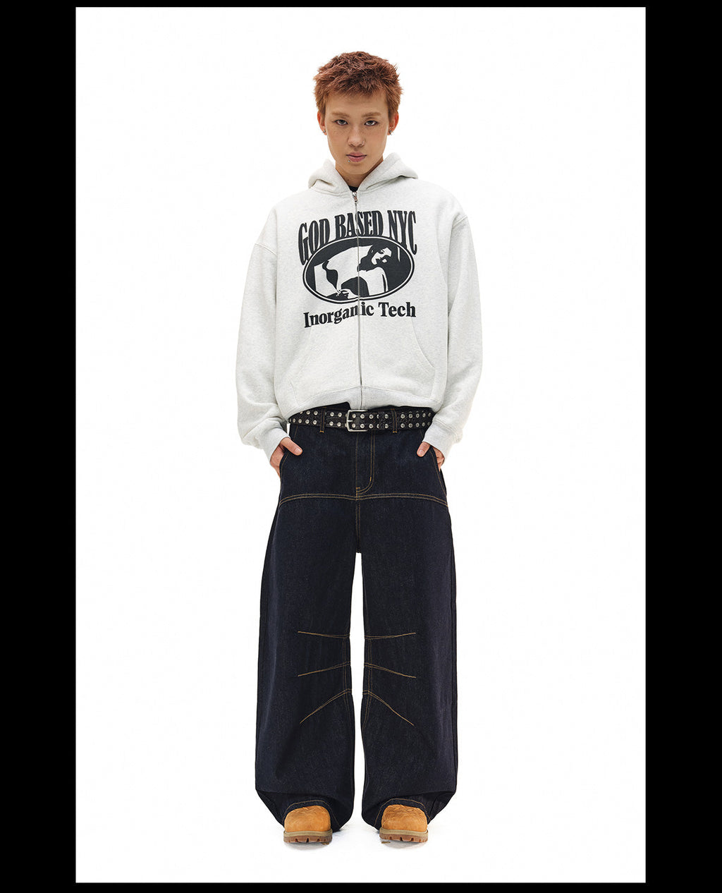 NOVACAM Vintage Print Zip Up Hoodie