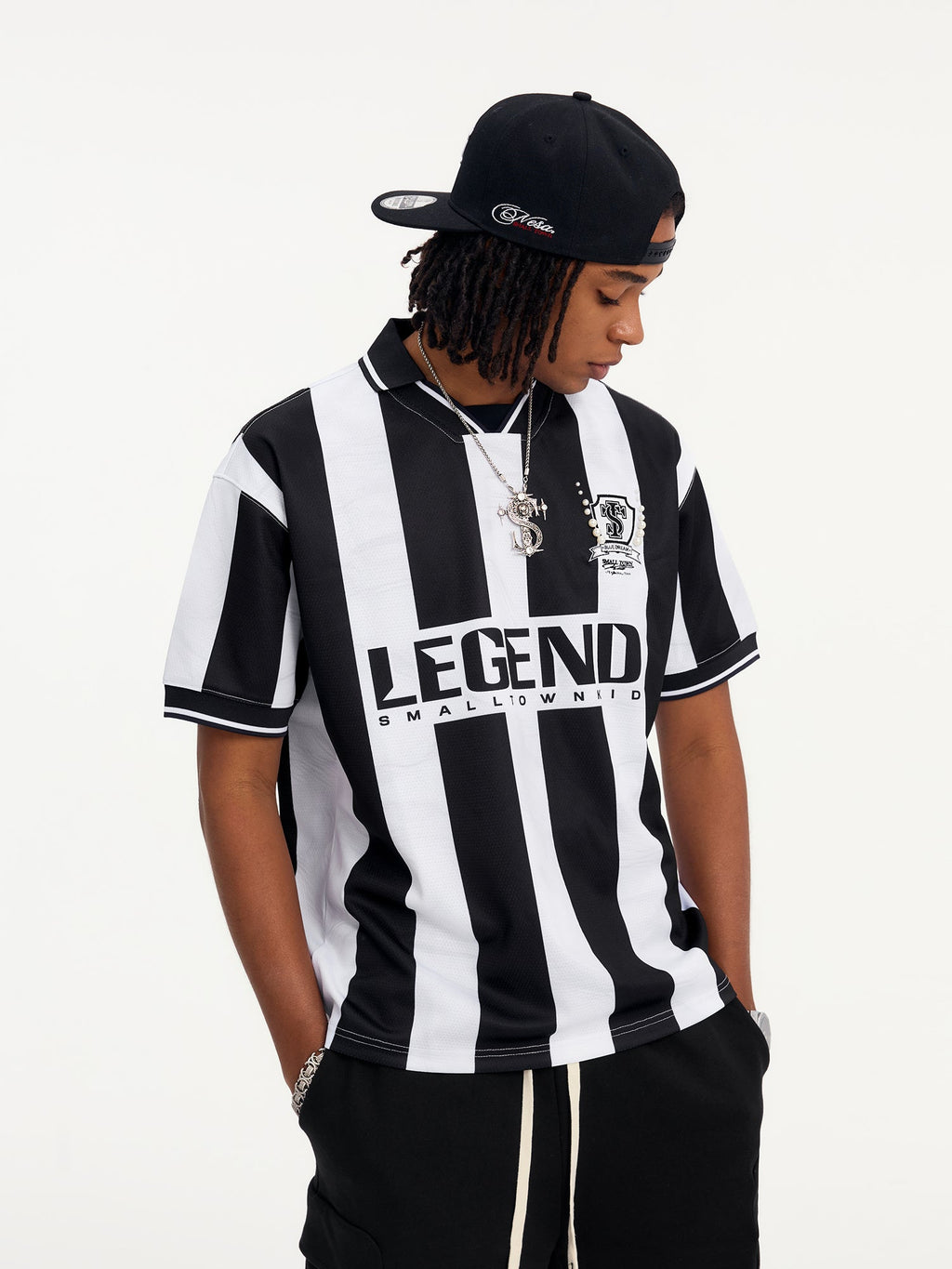 Small Town Kid Water Ripple Striped Polo Jersey