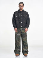 F3F Select Orange Stitching Black Denim Jacket
