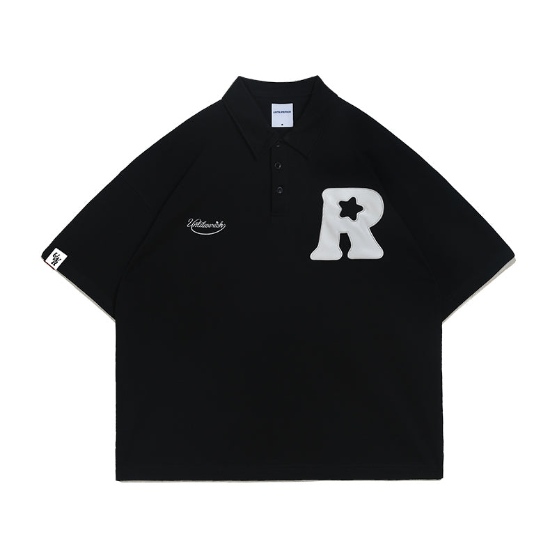 UNTILWERICH R Star Embroidery Short Sleeve Polo