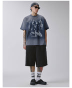 F2CE Black Washed Distressed Baggy Shorts