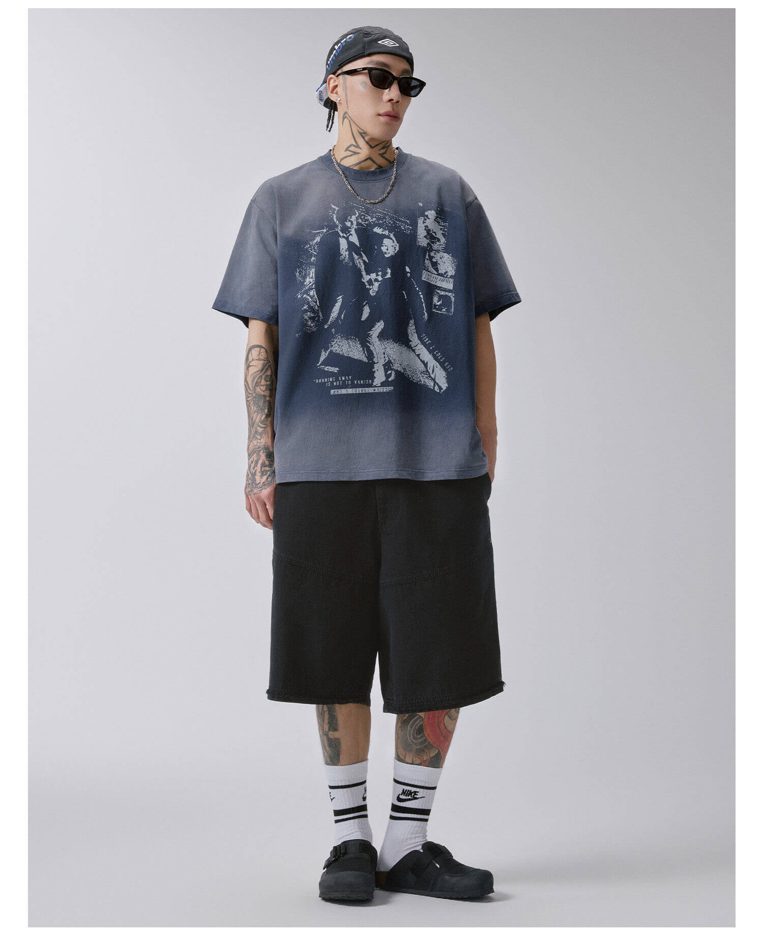 F2CE Black Washed Distressed Baggy Shorts