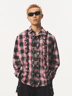 EMPTY REFERENCE Lace Plaid Pink Long Sleeve Shirt