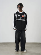 Harsh and Cruel Contrast Splicing Jersey Knit Sweater