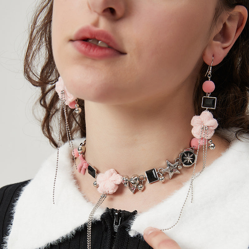 AWE Woven Flower Zirconia Chain Necklace