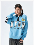 MEDM Patchwork Striped Elbow Knit Sweater