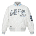 MEDM Diamond Quilted PU Leather Varsity Jacket