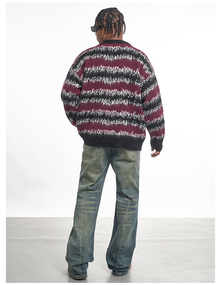F3F Select Gradient Striped Fuzzy Knit Sweater