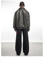 F3F Select Vintage PU Leather Zip Up Jacket