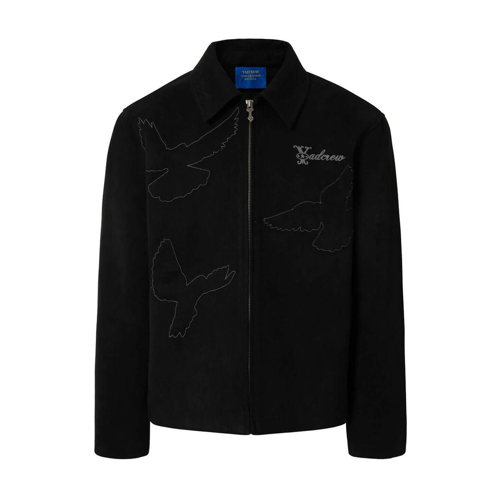 YADcrew Peace Dove Patch Suede Jacket