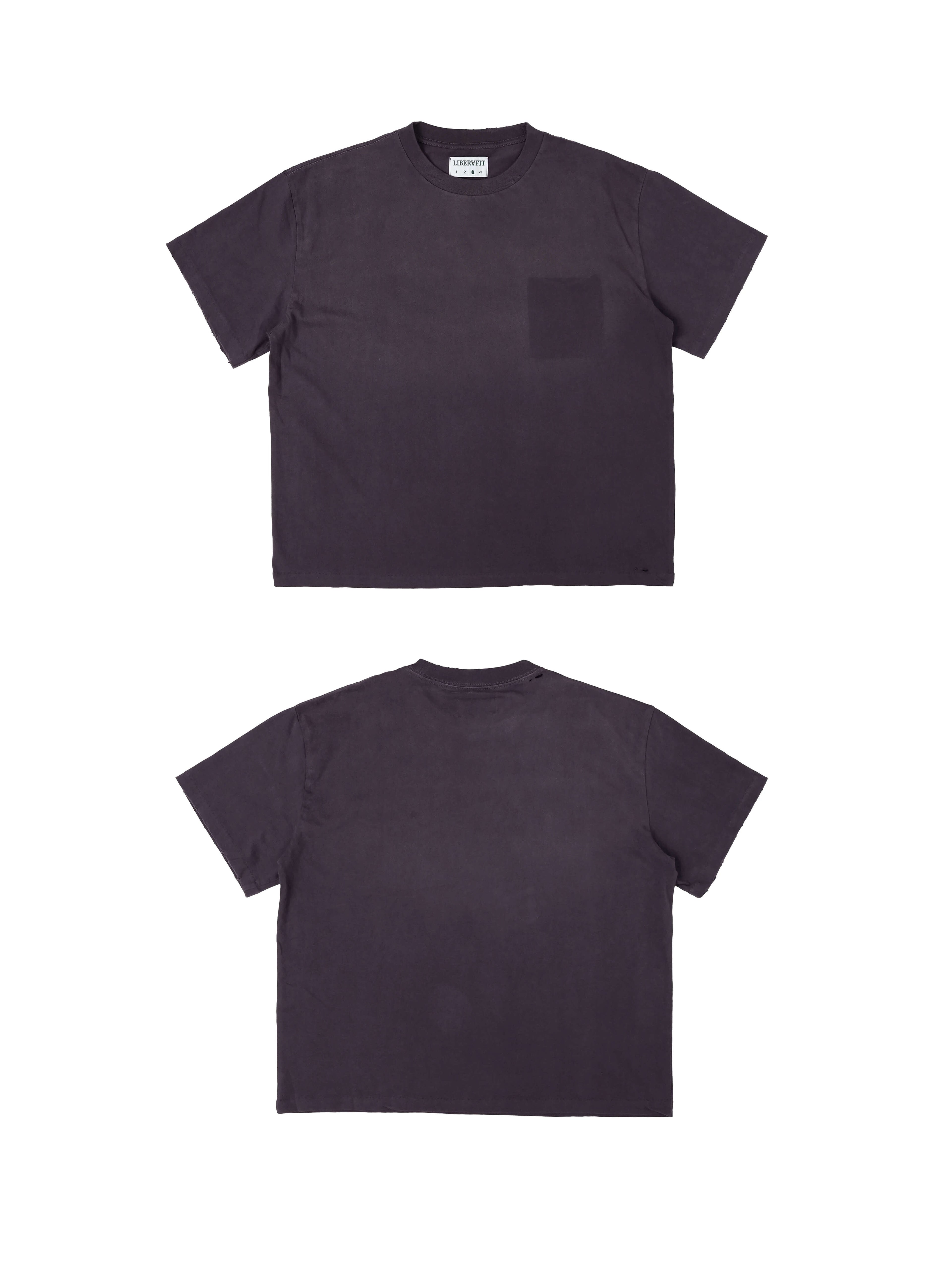 LIBERAFIT Vintage Washed Distressed Basic Short Sleeve Tee