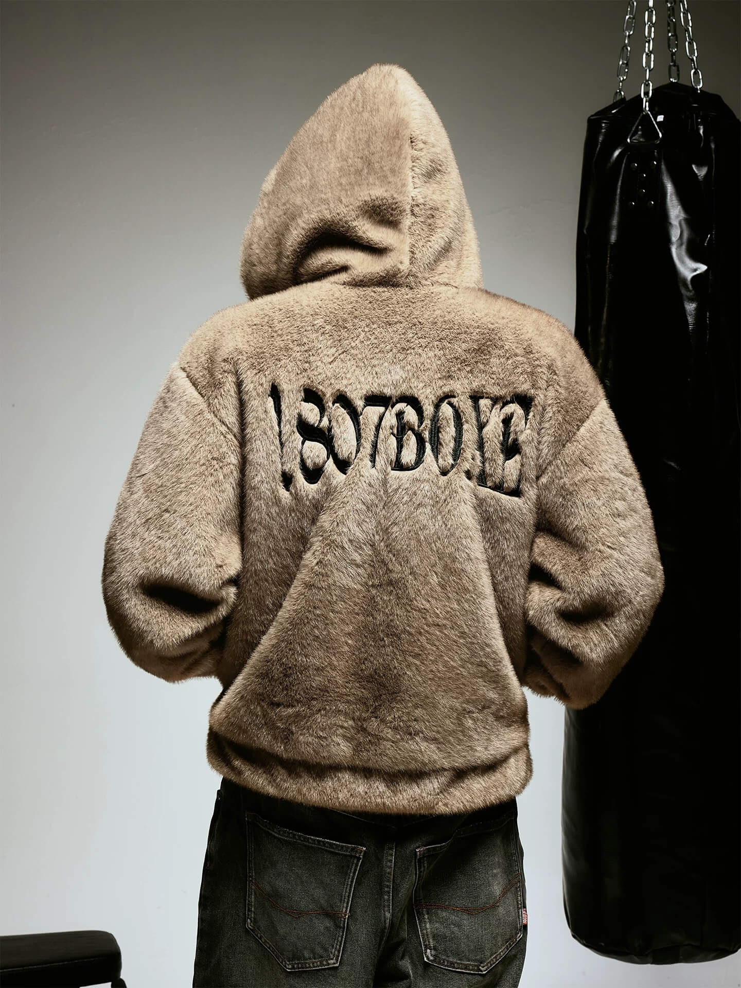 1807 Eco Faux Mink Fur Hooded Jacket